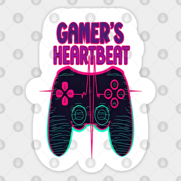 Gamer Heartbeat Retro Video Game Player Boys Men Gaming Sticker by OUTFITPAW