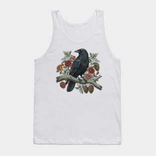 Raven Perched Among Roses And Pines Tank Top