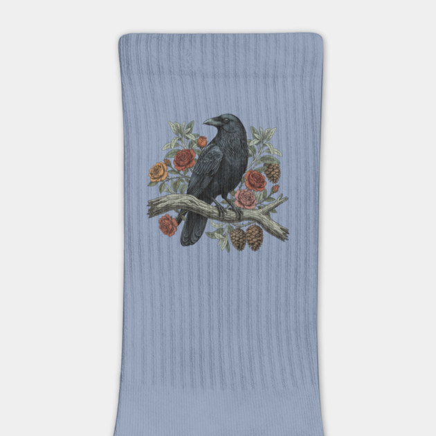 Raven Perched Among Roses And Pines by BirdsnStuff