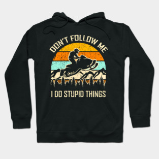 Snowmobile Sled Don't Follow Me I Do Stupid Things Hoodie