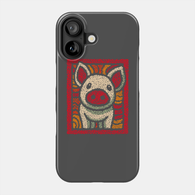 Decorative Pig Tile | Farm Animal Folk Art Phone Case by TuncGK