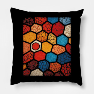 Abstract Honeycomb | Cracked Stained Glass Mosaic Pillow