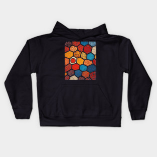 Abstract Honeycomb | Cracked Stained Glass Mosaic Kids Hoodie