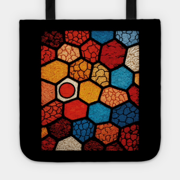 Abstract Honeycomb | Cracked Stained Glass Mosaic Tote by TuncGK