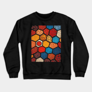 Abstract Honeycomb | Cracked Stained Glass Mosaic Crewneck Sweatshirt