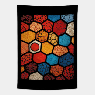 Abstract Honeycomb | Cracked Stained Glass Mosaic Tapestry
