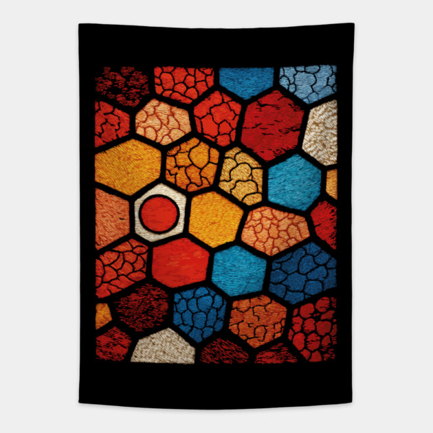 Abstract Honeycomb | Cracked Stained Glass Mosaic Tapestry by TuncGK