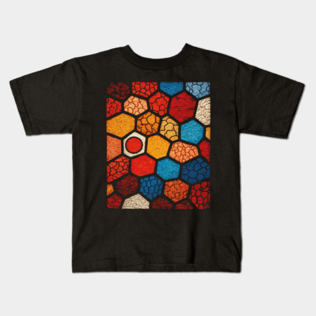 Abstract Honeycomb | Cracked Stained Glass Mosaic Kids T-Shirt by TuncGK