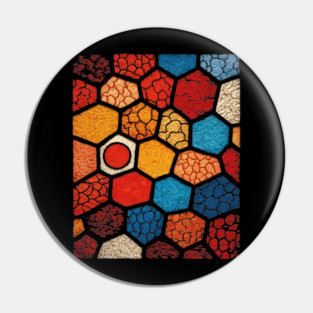 Abstract Honeycomb | Cracked Stained Glass Mosaic Pin