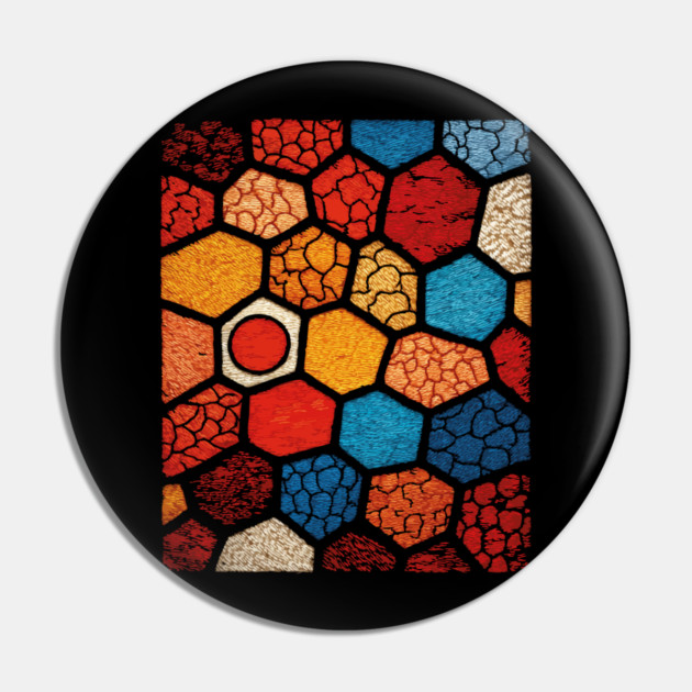 Abstract Honeycomb | Cracked Stained Glass Mosaic Pin by TuncGK