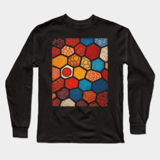 Abstract Honeycomb | Cracked Stained Glass Mosaic Long Sleeve T-Shirt