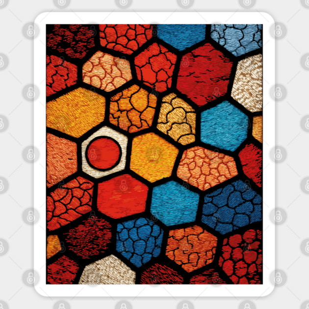 Abstract Honeycomb | Cracked Stained Glass Mosaic Sticker by TuncGK