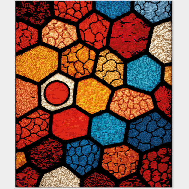 Abstract Honeycomb | Cracked Stained Glass Mosaic Wall Art by TuncGK