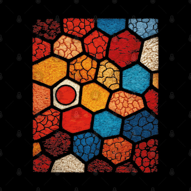 Abstract Honeycomb | Cracked Stained Glass Mosaic by TuncGK