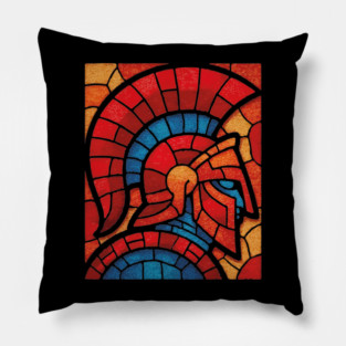 Spartan Warrior | Ancient Greek Stained Glass Mosaic Pillow