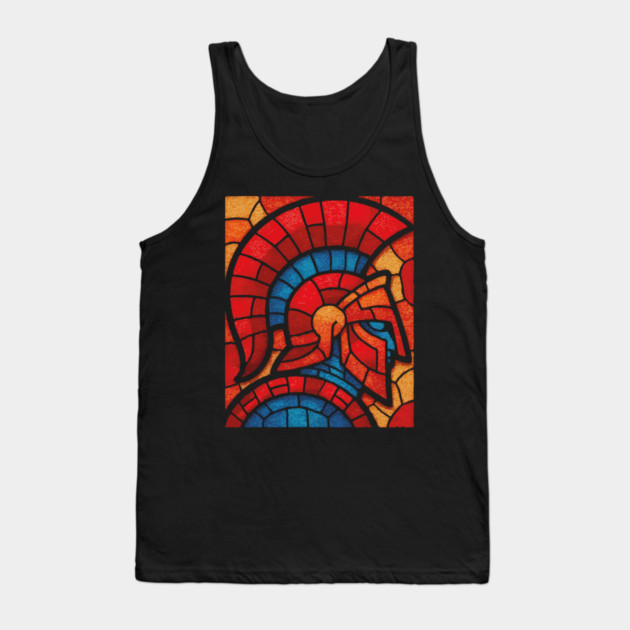 Spartan Warrior | Ancient Greek Stained Glass Mosaic Tank Top by TuncGK