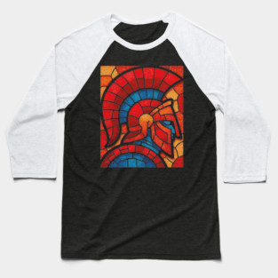 Spartan Warrior | Ancient Greek Stained Glass Mosaic Baseball T-Shirt