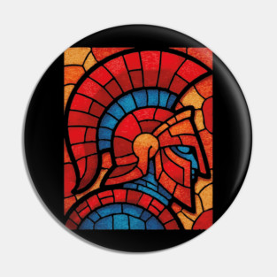 Spartan Warrior | Ancient Greek Stained Glass Mosaic Pin