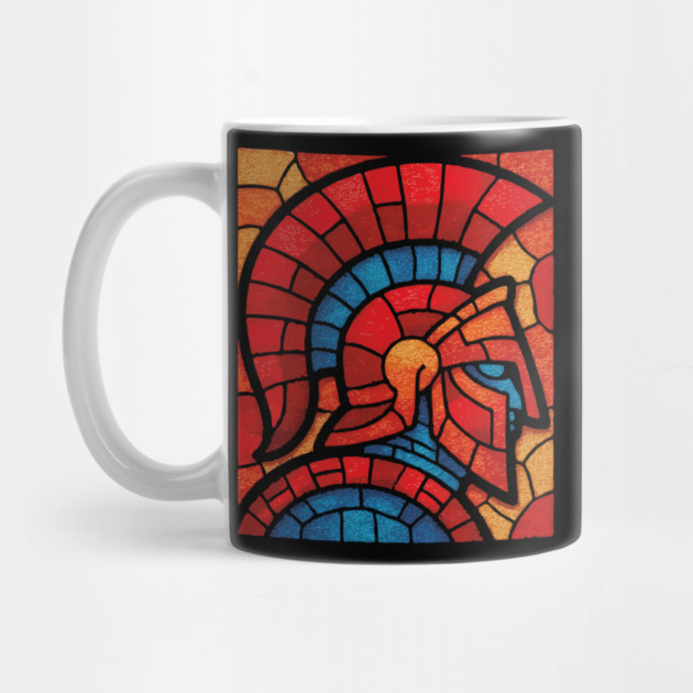 Spartan Warrior | Ancient Greek Stained Glass Mosaic by TuncGK