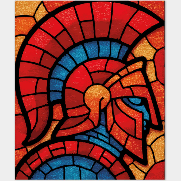 Spartan Warrior | Ancient Greek Stained Glass Mosaic Wall Art by TuncGK