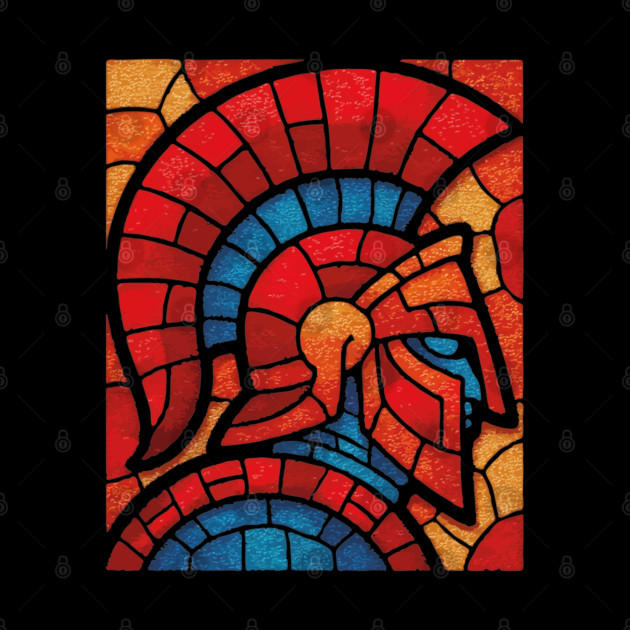 Spartan Warrior | Ancient Greek Stained Glass Mosaic by TuncGK