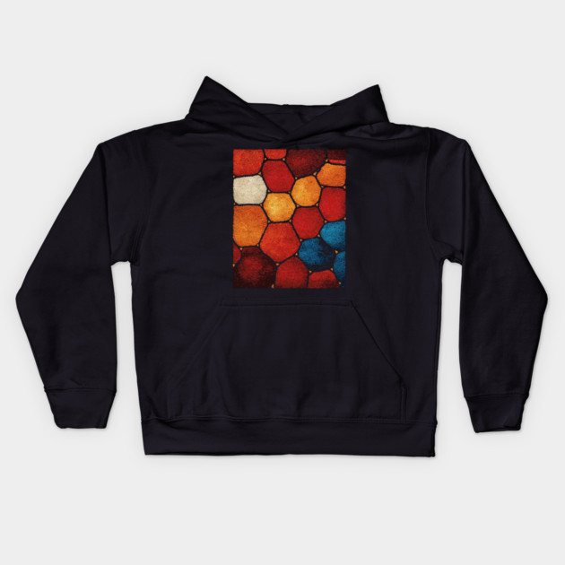Warm Hexagon Pattern | Geometric Stained Glass Art Kids Hoodie by TuncGK