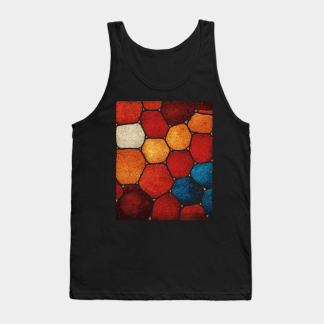 Warm Hexagon Pattern | Geometric Stained Glass Art Tank Top by TuncGK