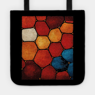 Warm Hexagon Pattern | Geometric Stained Glass Art Tote
