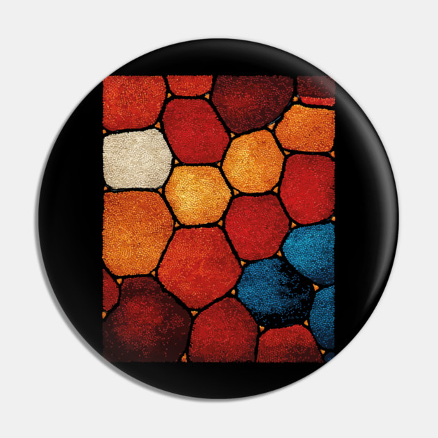 Warm Hexagon Pattern | Geometric Stained Glass Art Pin by TuncGK