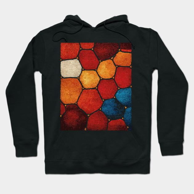 Warm Hexagon Pattern | Geometric Stained Glass Art Hoodie by TuncGK