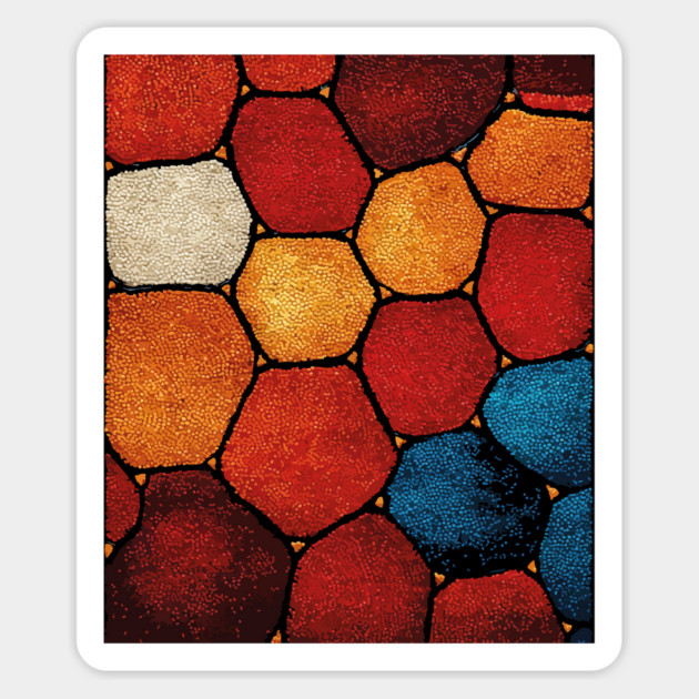 Warm Hexagon Pattern | Geometric Stained Glass Art Magnet by TuncGK