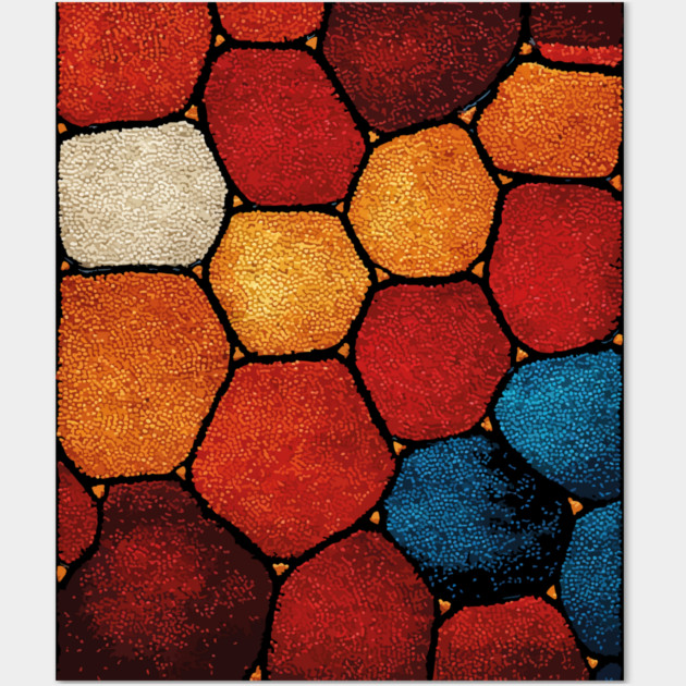 Warm Hexagon Pattern | Geometric Stained Glass Art Wall Art by TuncGK