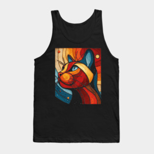 Celestial Cat | Modern Stained Glass Art Portrait Tank Top