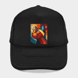 Celestial Cat | Modern Stained Glass Art Portrait Hat