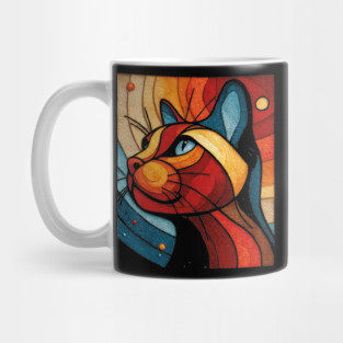 Celestial Cat | Modern Stained Glass Art Portrait Mug