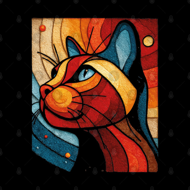 Celestial Cat | Modern Stained Glass Art Portrait by TuncGK