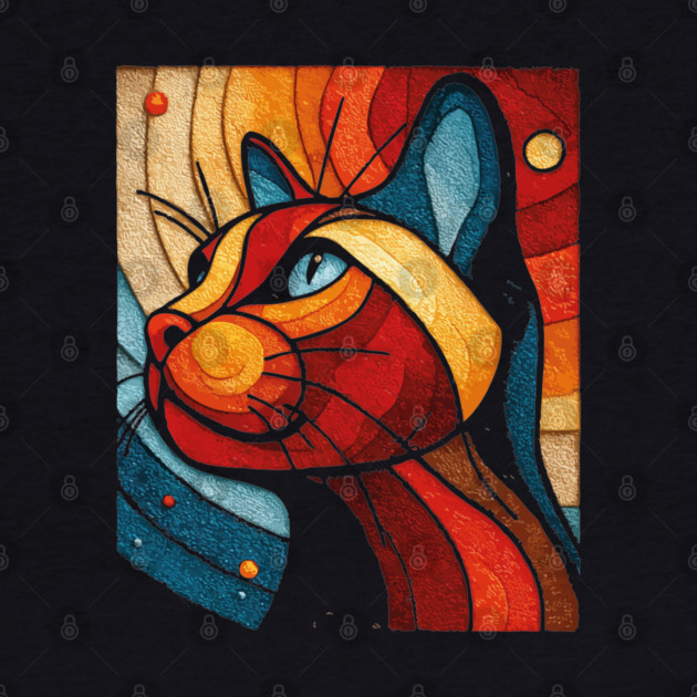 Celestial Cat | Modern Stained Glass Art Portrait by TuncGK