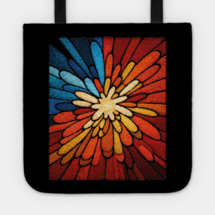 Vibrant Sunburst | Abstract Stained Glass Mosaic Tote