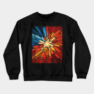 Vibrant Sunburst | Abstract Stained Glass Mosaic Crewneck Sweatshirt