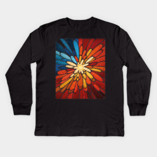 Vibrant Sunburst | Abstract Stained Glass Mosaic Kids Long Sleeve T-Shirt
