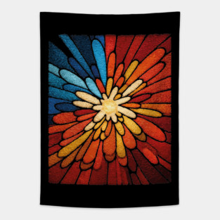 Vibrant Sunburst | Abstract Stained Glass Mosaic Tapestry