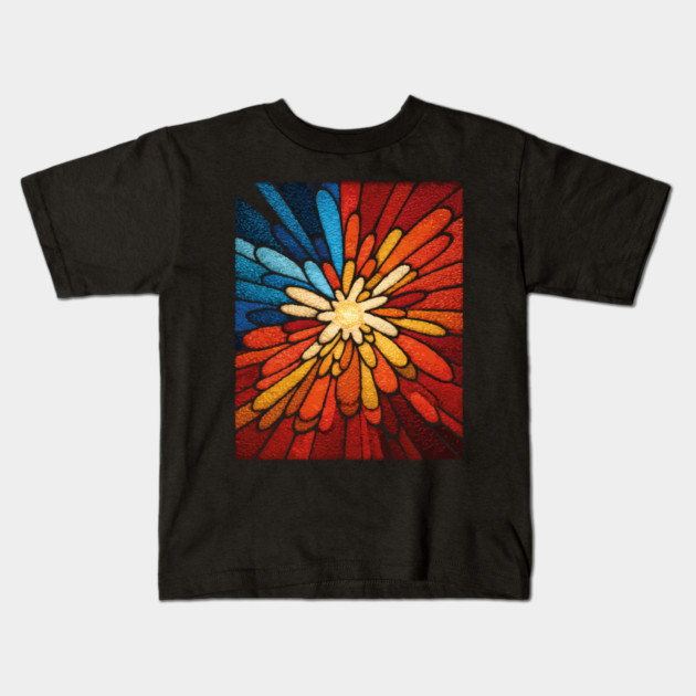 Vibrant Sunburst | Abstract Stained Glass Mosaic Kids T-Shirt by TuncGK