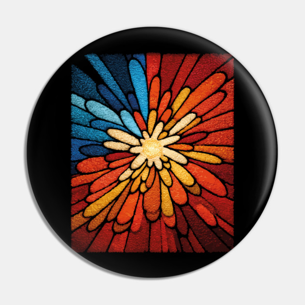 Vibrant Sunburst | Abstract Stained Glass Mosaic Pin by TuncGK