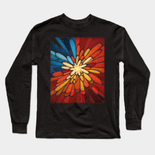 Vibrant Sunburst | Abstract Stained Glass Mosaic Long Sleeve T-Shirt