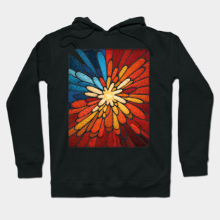 Vibrant Sunburst | Abstract Stained Glass Mosaic Hoodie