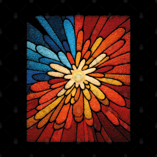 Vibrant Sunburst | Abstract Stained Glass Mosaic by TuncGK