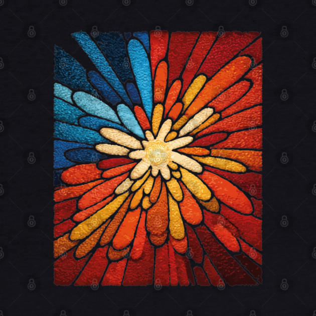 Vibrant Sunburst | Abstract Stained Glass Mosaic by TuncGK