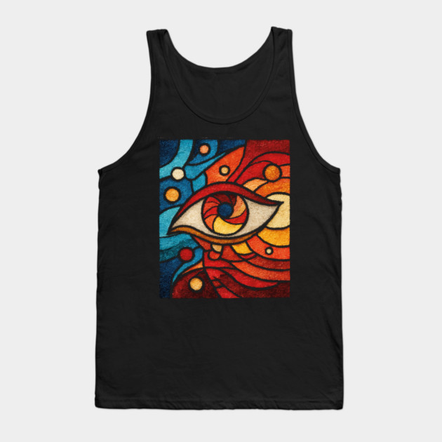 Cosmic All Seeing Eye | Celestial Stained Glass Art Tank Top by TuncGK