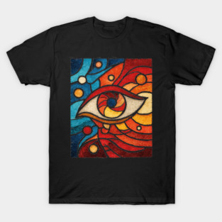 Cosmic All Seeing Eye | Celestial Stained Glass Art T-Shirt