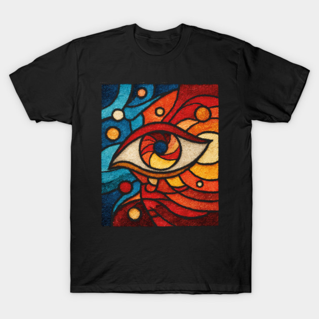 Cosmic All Seeing Eye | Celestial Stained Glass Art T-Shirt by TuncGK